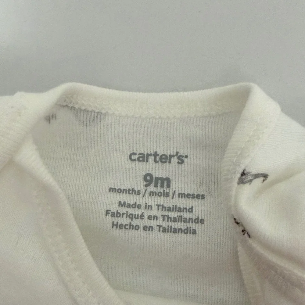 Carters Baby 9 Months Farm Animal Bodysuit and Velour Cow Pants Set White Cotton